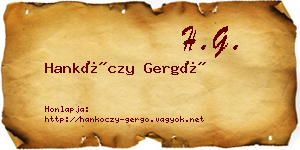 Hankóczy Gergő névjegykártya